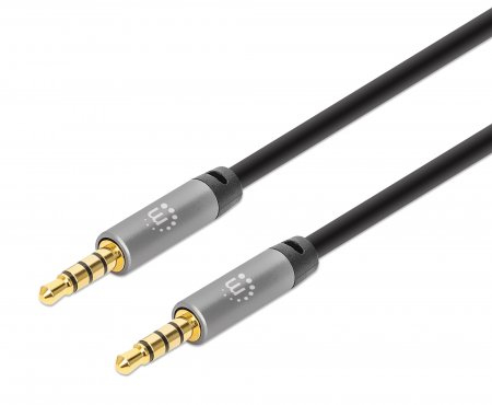 Manhattan 356008 cable de audio 3 m 3,5mm Negro, Plata