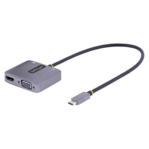 StarTech.com Adaptador de Video USB C, Adaptador Multipuertos USB Tipo C a HDMI VGA con Salida de Audio de 3.5mm, HDR 4K a 60Hz, PD 3.0 de 100W