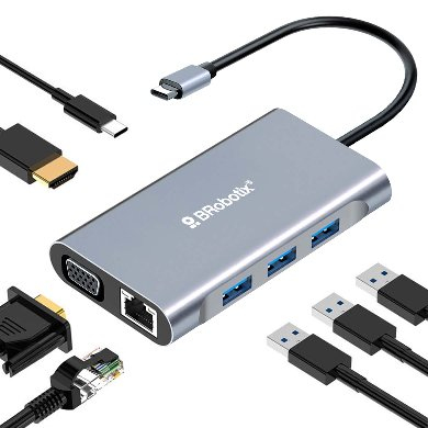 BRobotix 6001202 base para laptop o replicador de puertos Alámbrico USB 3.2 Gen 1 (3.1 Gen 1) Type-C Negro, Plata