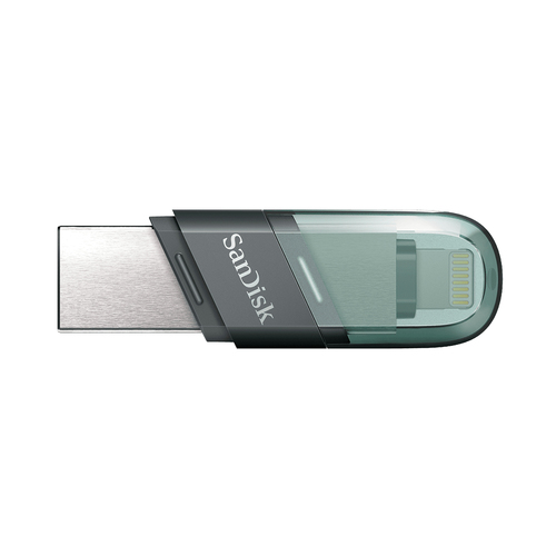 SanDisk iXpand Flash Drive Flip unidad flash USB 256 GB USB Type-A / Lightning 3.2 Gen 1 (3.1 Gen 1) Gris, Plata, Transparente