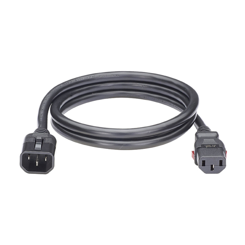 PANDUIT  Cable de Alimentación Eléctrica Con Bloqueo de Seguridad, de IEC C14 a IEC C13, 1.2 Metros de Largo, Color Negro, Paquete de 10 Piezas