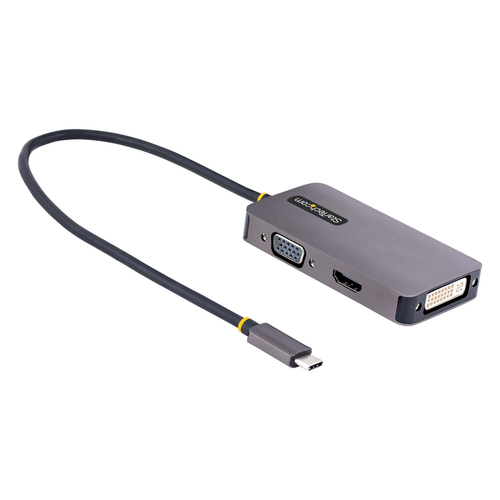 StarTech.com Adaptador de Video USB C, Adaptador USB Tipo C a HDMI VGA DVI hasta 4K 60Hz, Adaptador de Pantalla Multipuertos