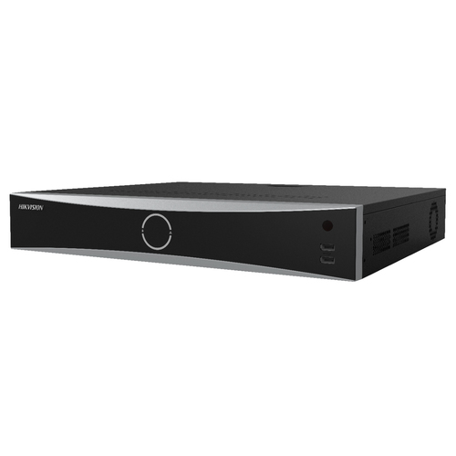 Hikvision  NVR 12 Megapixel (4K) / 16 canales IP / AcuSense (Evita Falsas Alarmas) / Reconocimiento Facial /  4 Bahías de Disco Duro /  HDMI en 4K / Alarmas I/O