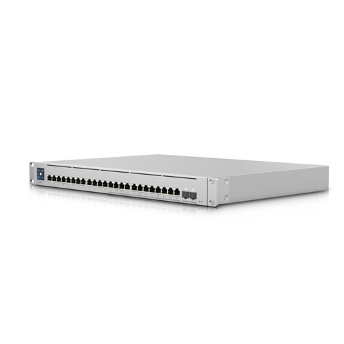 Ubiquiti Networks  UniFi Switch Empresarial Capa 3 de 24 puertos PoE 802.3af/at (12 puertos 2.5G y 12 puertos 1G) + 2 puertos 1/10G SFP+, 400W, pantalla informativa