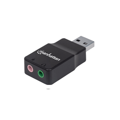 Manhattan 152754 cambiador de género para cable USB-A 2 x 3,5mm Negro