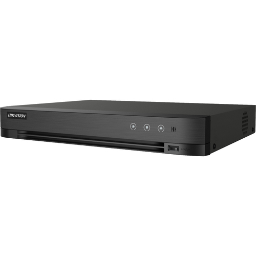 Hikvision  DVR 16 Canales TurboHD + 8 Canales IP / 5 Megapixel Lite - 3K Lite / Acusense (Evita Falsas Alarmas) / Audio por Coaxitron / 1 Bahía de Disco Duro / H.265+ / Salida de Video en Full HD