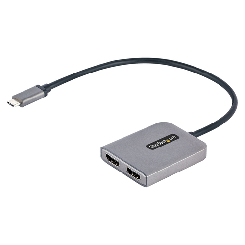 StarTech.com Hub Concentrador MST USB-C a 2 Puertos HDMI - HDMI Doble de 4K a 60Hz - Adaptador Multimonitor USB Tipo C con Cable de 30cm para Laptop - Hub MST DP 1.4 - Divisor HDMI