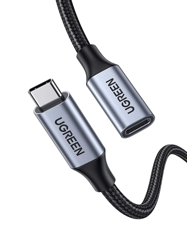 UGREEN  Cable USB-C Macho a USB-C Hembra / 1metro / USB-C 3.1 Gen 2 / Compatible con Thunderbolt 3 / Carcasa de Aluminio / Nylon Trenzado /  Transferencia de Datos 10 Gbps / Soporta hasta 100W para Carga Rápida / 2 años de  Garantía