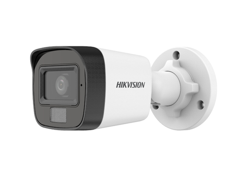 Hikvision  Bala TURBOHD 2 Megapixel (1080p) / Lente 2.8 mm / Dual Light (30 mts IR EXIR + 20 mts Luz Blanca) / Micrófono Integrado / Gran Angular 101° / Exterior IP67 / 4 Tecnologías