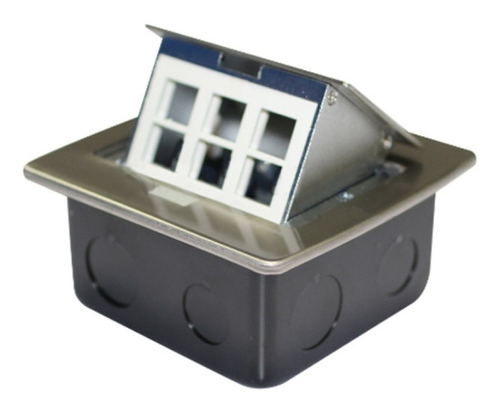 Thorsman  Mini caja de piso rectangular para datos y conectores tipo Keystone, Color y material en acero inoxidable (3 puertos) (11000-21202)
