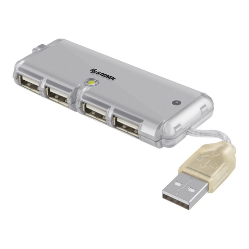 Steren USB-520 nodo concentrador USB 2.0 480 Mbit/s Gris, Transparente