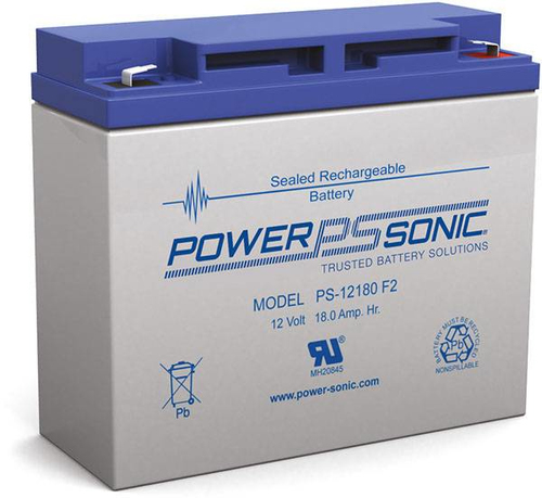 Power-Sonic  Batería 12V, 18AH, Para Respaldo, Tecnologías AGM/VRLA, 5 Años Vida Útil, Terminales F2, Reconocida UL
