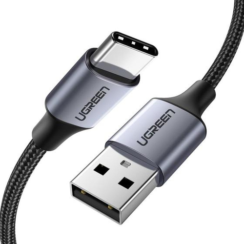 UGREEN  Cable USB-A a USB-C | 2 Metros | Transferencia de datos de 480 Mbps | Carga Rápida | QC 4.0/3.0/2.0 | FPC | AFC | Protección Integrada | Caja de Aluminio | Nylon Trenzado | Color Negro | 2 años de Garantía.