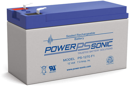 Power-Sonic  Batería 12V, 7AH, Para Respaldo, Tecnologías AGM/VRLA, 5 Años Vida Útil, Terminales F2, Reconocida UL