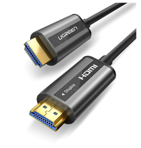 UGREEN  Cable HDMI de 30 Metros por Fibra Óptica 4K@60Hz / Fibra de 4 núcleos + Cobre estañado de 7 núcleos / Compatible con HDMI 2.0 / Alta velocidad 18 Gbps / 3D / HDR / Caja de Aleacion Zinc / Premium