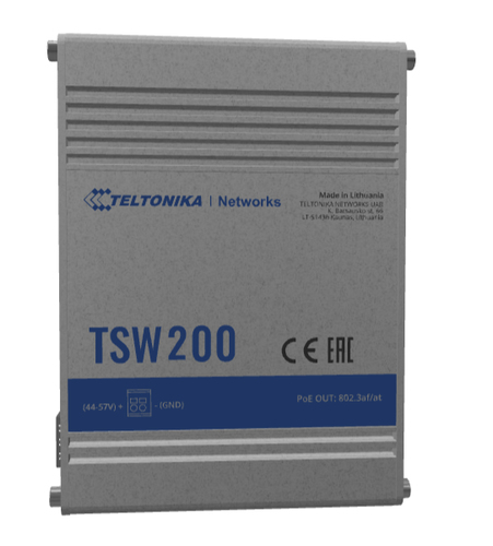 Teltonika  Switch Industrial No-Administrable 8 puertos Gigabit PoE 802.3af/at, 2 puertos SFP
