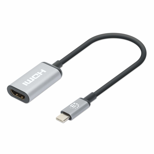 Manhattan 153706 adaptador de cable de vídeo 0.15 m USB Tipo C HDMI Negro, Plata