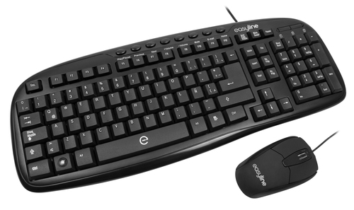 Easy Line Kit de teclado y mouse - Negro, 1000 DPI teclado Ratón incluido USB QWERTY Inglés de EE.UU.