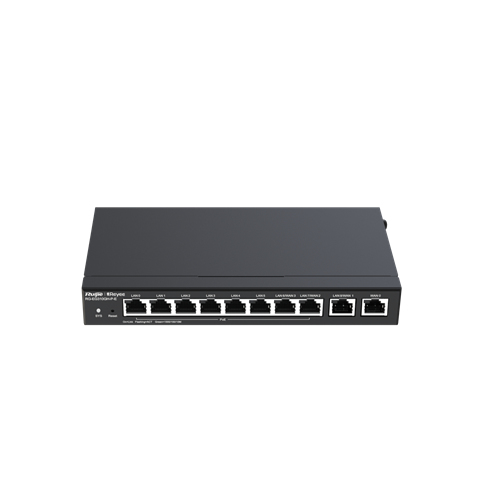 Ruijie Networks  Router administrable , 6 puertos LAN  y 2 puertos LAN/WAN POE+ af/at gigabit hasta 110w, 1 puertos LAN/WAN gigabit y 1 Puerto WAN gigabit, hasta 350 clientes con desempeño de 1.5 Gbps asimétricos