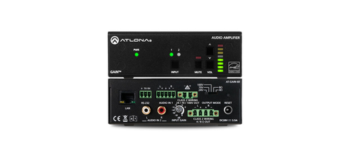 ATLONA  Amplificador de potencia estéreo / mono - 60 Watts / Eficiente clase D / Opcional AES67 (Interfaz de audio en red Dante)