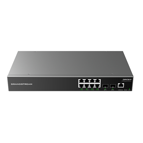 Grandstream Networks  Switch Gigabit Administrable / 8 puertos 10/100/1000 Mbps + 2 Puertos SFP Uplink / Compatible con GWN Cloud.