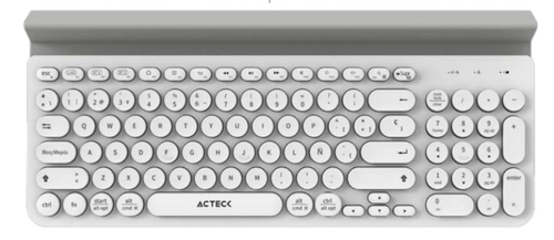 Acteck AC-934213 teclado Bluetooth QWERTY Español Gris, Blanco