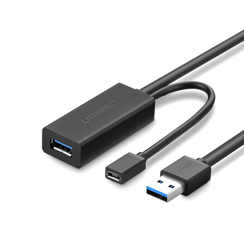 UGREEN  Cable de Extensión Activo USB 3.0 con puerto de alimentación Micro USB / 5 Metros / USB 3.0 a 5Gbps / No requiere controlador / Ideal para impresoras, consolas , Webcam, etc.