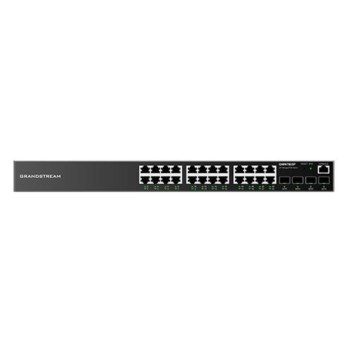 Grandstream Networks  Switch Gigabit PoE+ Administrable / 24 puertos 10/100/1000 Mbps + 4 Puertos SFP Uplink / Hasta 360W / Compatible con GWN Cloud.