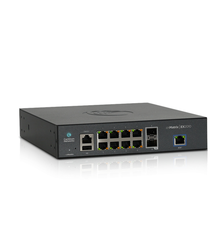 Cambium Networks  Switch inteligente cnMatrix EX2010 capa 3 de 13 puertos (8 Ethernet Gigabit, 2 SFP, 1 consola, 1 MNGMT, 1 USB) administración desde la Nube
