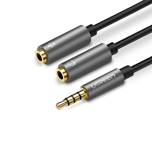 UGREEN  Cable Divisor en Y / De 3.5 mm Macho a Dos Salidas de 3.5 mm Hembra / CTIA, TRS / Núcleo de Cobre / TPE /  Longitud 20 cm / Ideal para Separar el Micrófono de los Auriculares