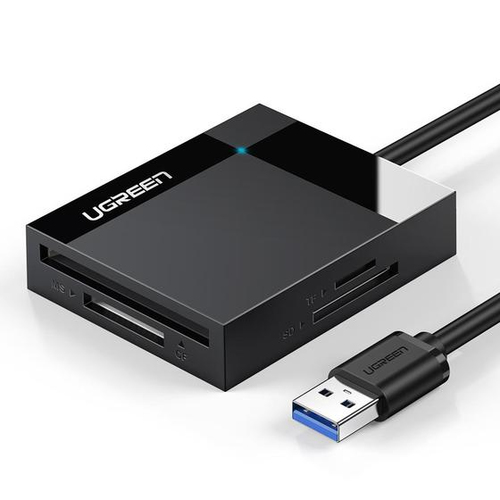 UGREEN  Lector de Tarjetas USB-3.0 Lector SD Compact Flash Card Reader Múltiple 4 en 1 Velocidad hasta 5 Gbps para Tarjetas de Memoria SD/Micro SD/TF/SDXC/SDHC/MMC/CFI/Ultra II CF/Extreme CF/MS