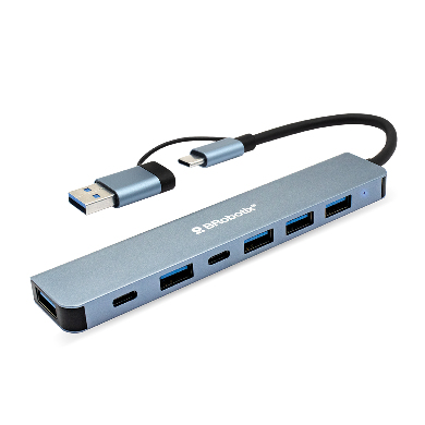 BRobotix 6005446 nodo concentrador USB 3.2 Gen 1 (3.1 Gen 1) Type-A + Type-C 5000 Mbit/s Negro, Gris