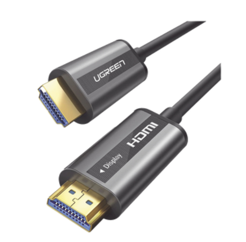 UGREEN  Cable HDMI de 50 Metros por Fibra Óptica 4K@60Hz / Fibra de 4 núcleos + Cobre estañado de 7 núcleos / Compatible con HDMI 2.0 / Alta velocidad 18 Gbps / 3D / HDR / Caja de Aleacion Zinc / Premium