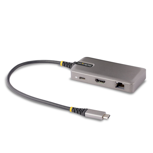 StarTech.com Adaptador Multipuertos USB-C - Docking Station USB Tipo C HDMI 4K60 - Hub Concentrador USB 3.0 de 2 Puertos - Entrega de Alimentación PD 100W - GbE - Works with Chromebook