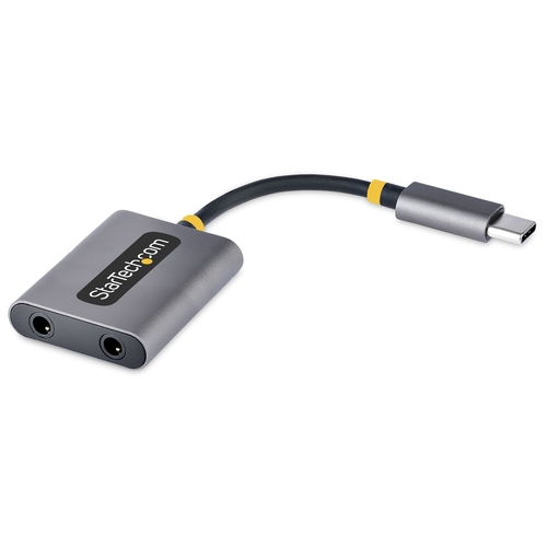 StarTech.com Divisor USB-C de Audífonos - Adaptador USB Tipo C a 2 Audífonos - Multiplicador para Dos Audífonos con Micrófono - para Diademas - DAC Externo 24 Bits USB C a Audio de 3.5mm