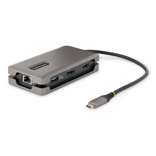 StarTech.com Adaptador Multipuertos USB-C - HDMI/DP 4K a 60Hz - Hub USB de 3 Puertos - Power Delivery de Paso de 100W - GbE - Docking Station USB Tipo C de Viajes - Cable de 30cm