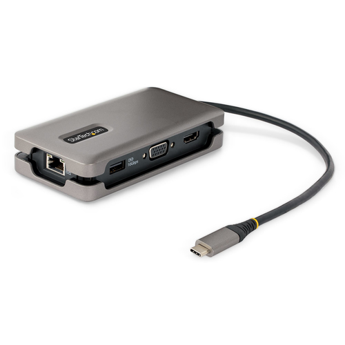 StarTech.com Adaptador Multipuertos USB-C - HDMI 4K a 60Hz VGA - Hub USB de 3 Puertos - Power Delivery de Paso de 100W - GbE - Docking Station USB Tipo C de Viajes - Cable de 30cm