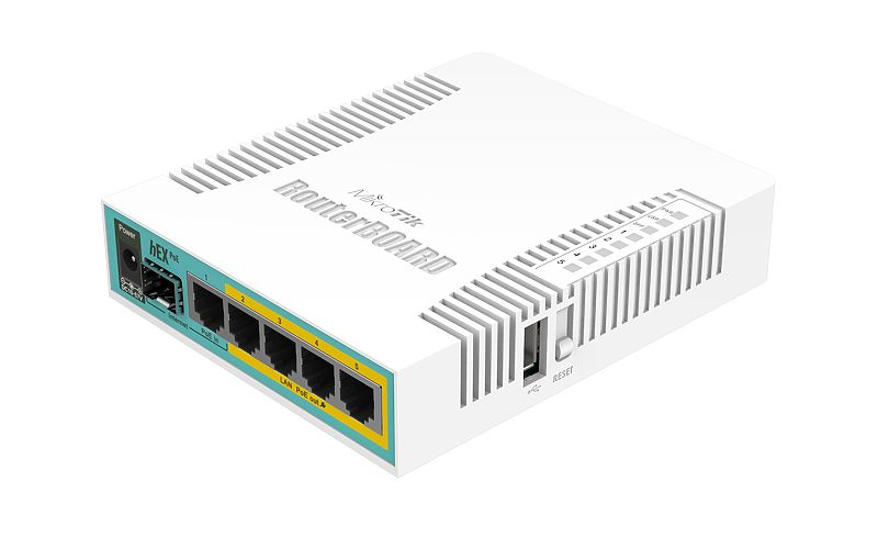 MIKROTIK  (hEX PoE) Routerboard 5 puertos Gigabit Ethernet PoE 802.3at, 1 Puerto USB