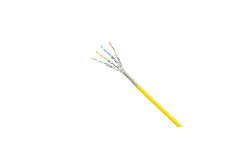 PANDUIT  Bobina de Cable Blindado S/FTP Categoría 6A, Uso Industrial con Resistencia al Aceite, Rayos UV y Abrasión, Multifilar (Flexible), Color Amarillo, Bobina de 500m