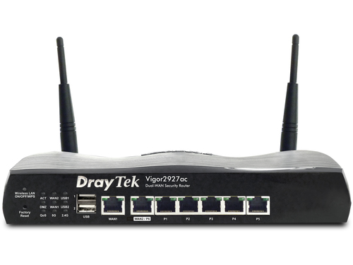Draytek Vigor2927ac router inalámbrico Gigabit Ethernet Doble banda (2,4 GHz / 5 GHz) Negro