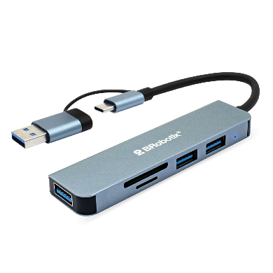 BRobotix 6005453 base para laptop o replicador de puertos Alámbrico USB 3.2 Gen 1 (3.1 Gen 1) Type-A + Type-C Negro, Gris