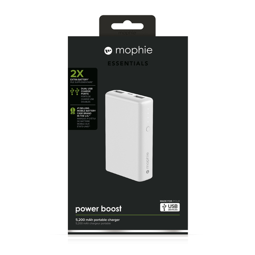 mophie Power boost 2nd gen, 5200 mAh, Blanco