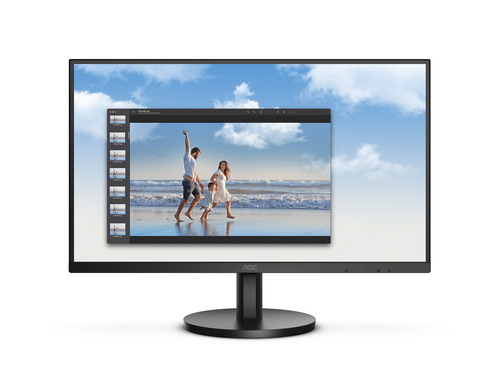 AOC  Monitor LED de 21.5” VESA, Resolución 1920 x 1080 Pixeles, Entradas de Video VGA/HDMI. Panel VA Backlight LED. Aspecto Ultradelgado
