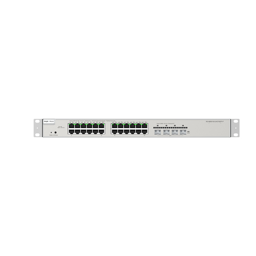 RUIJIE  Switch Administrable Capa 3 con 24 puertos Gigabit PoE 802.3af/at + 4 SFP+ para fibra 10Gb, gestión gratuita desde la nube, 370w