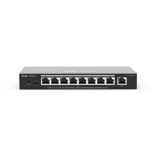 Ruijie Networks  Switch Administrable 8 Puertos PoE+ 802.3af/at Gigabit, gestión gratuita desde la nube, 120w