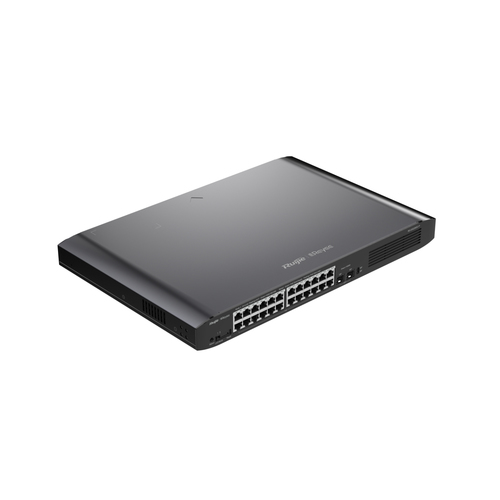 RUIJIE  Switch Smart PoE con 24 puertos Gigabit PoE 802.3af/at + 2 SFP para fibra 1Gb, gestión gratuita desde la nube, 370w