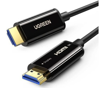 UGREEN  Cable HDMI de 20 Metros por Fibra Óptica 8K@60Hz / Fibra de 4 núcleos + Cobre estañado de 7 núcleos / Compatible con HDMI 2.1 / Alta velocidad 18 Gbps / 3D / HDR / Caja de Aleacion Zinc / Premium