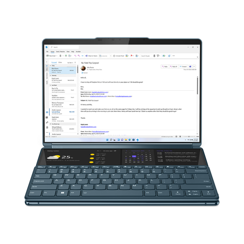 Lenovo Yoga Book 9 Híbrido (2-en-1) 33.8 cm (13.3") Pantalla táctil 2.8K Intel® Core™ i7 i7-1355U 16 GB LPDDR5x-SDRAM 1 TB SSD Wi-Fi 6E (802.11ax) Windows 11 Home Verde azulado