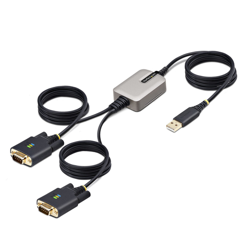 StarTech.com 2P6FFC-USB-SERIAL cambiadores de género de cables USB-A 2 x DB-9 RS-232 Negro, Gris