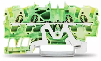 WAGO  Borna de tierra para 4 conductores; 2,5 mm²; Apropiado para aplicaciones Ex e II; Marcaje lateral y central; para carril DIN 35 x 15 y 35 x 7,5; Push-in CAGE CLAMP®; 2,50 mm²; verde-amarillo